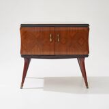 Pair of bedside tables with glass top, 1950s