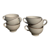 6 cups in brown speckled beige vintage stoneware 90