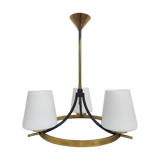 Brass chandelier and white opalines