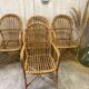 Série de 4 fauteuils rotin vintage