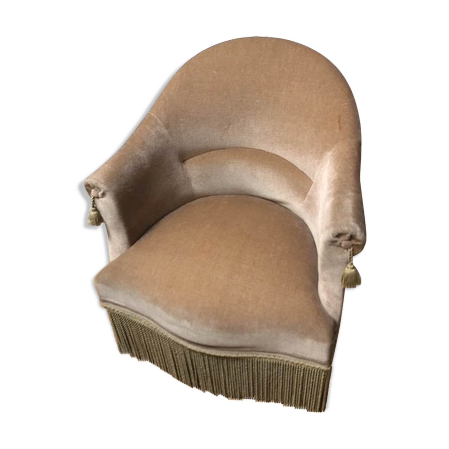 Beige velvet toad chair