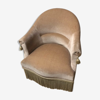 Beige velvet toad chair