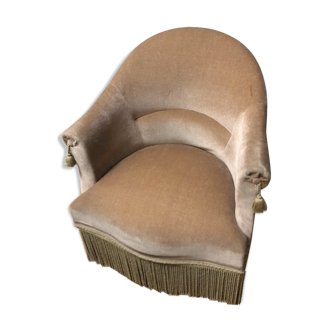 Beige velvet toad chair