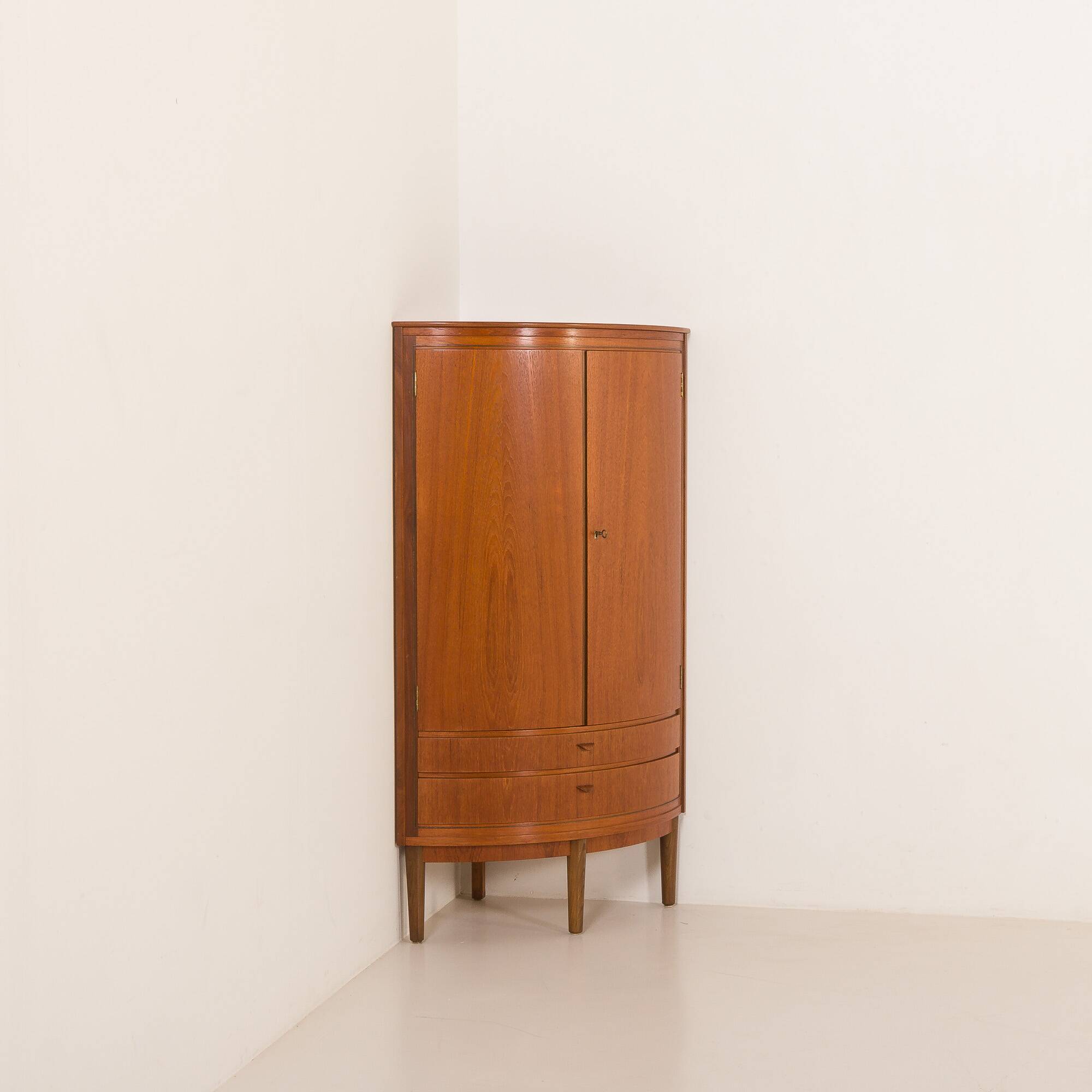 Agner Christoffersen mid-century modern corner cabinet in teak, Denmark, 1950s