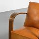 Art Deco club armchair in Havana leather, around 1940.