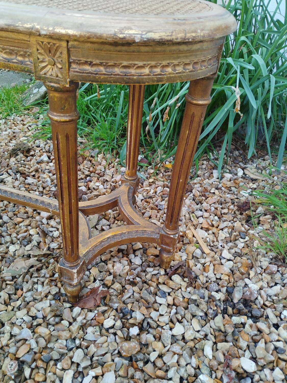 Louis XVI style gilded wood piano bench