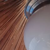 Scandinavian pendant light in rattan and opaline glass
