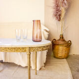 Oval coffee table in marble and brass