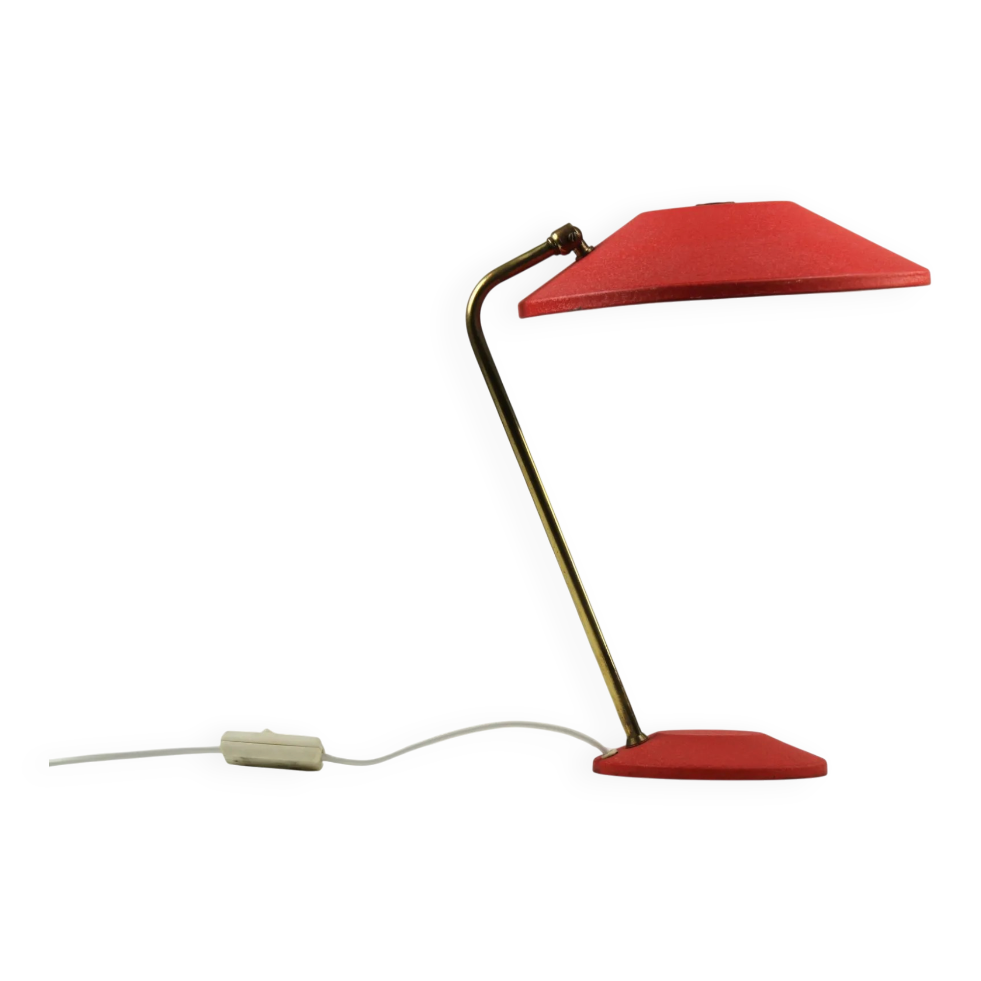Red Shrink-Lacquered Brass Table Lamp, Germany, 1950s