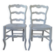 Pair of country-style chairs re-enchanted in pearl gray