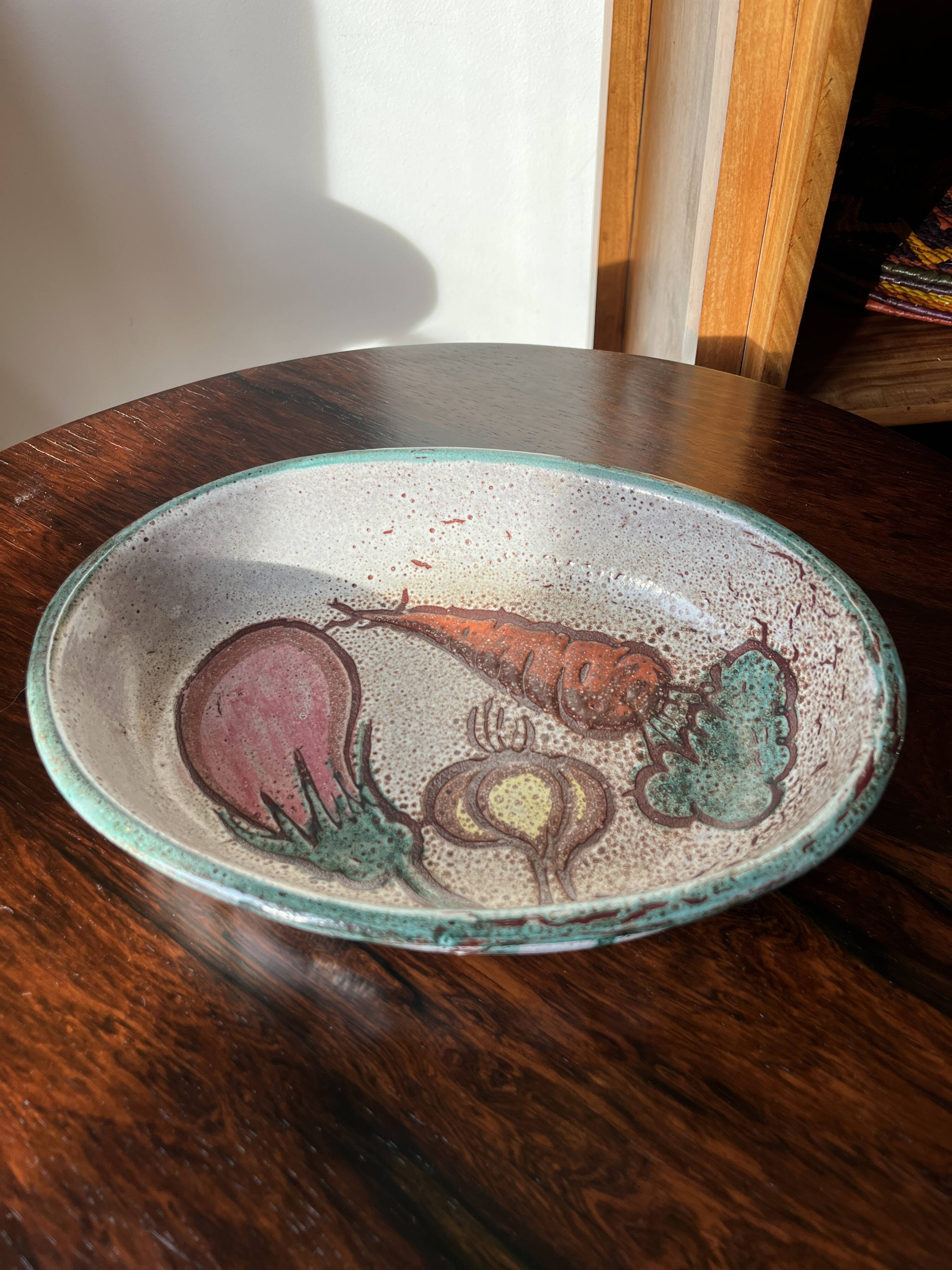 Ceramic dish/coffee bowl by Daniel Étienne Vallauris, signed