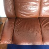 Scandinavian leather and linen sofa