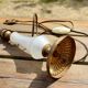 Old small lamp to put foot opaque glass, golden metal base