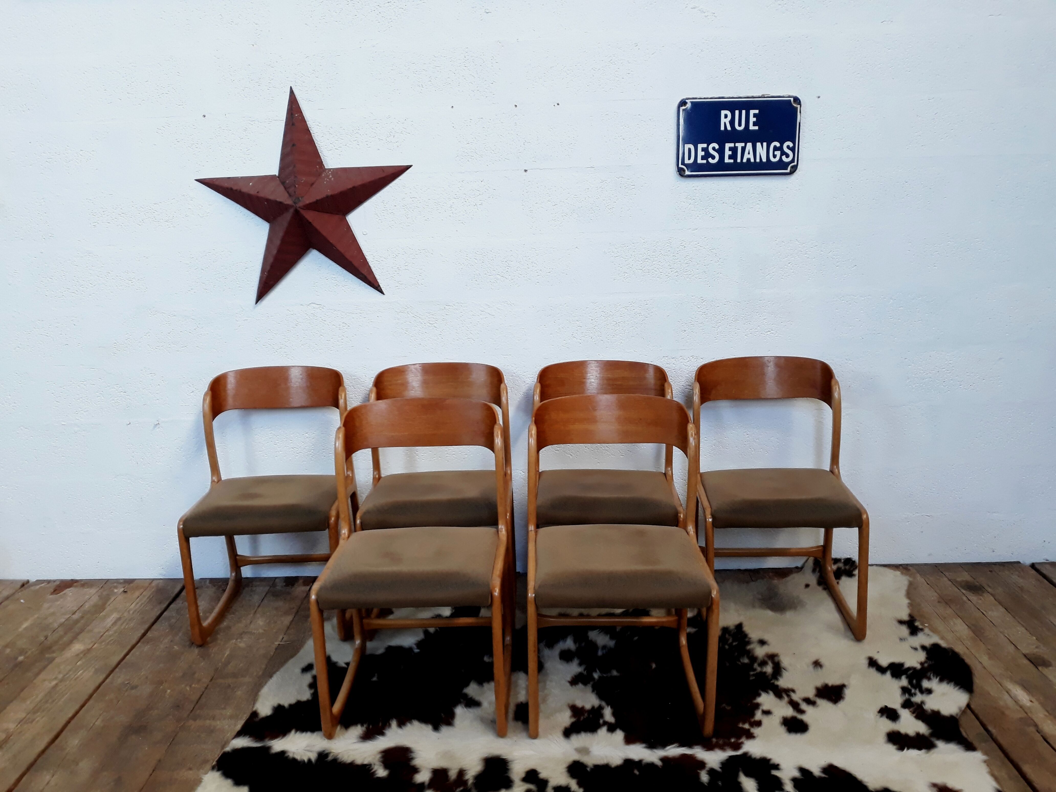 6 chairs Baumann vintage sled