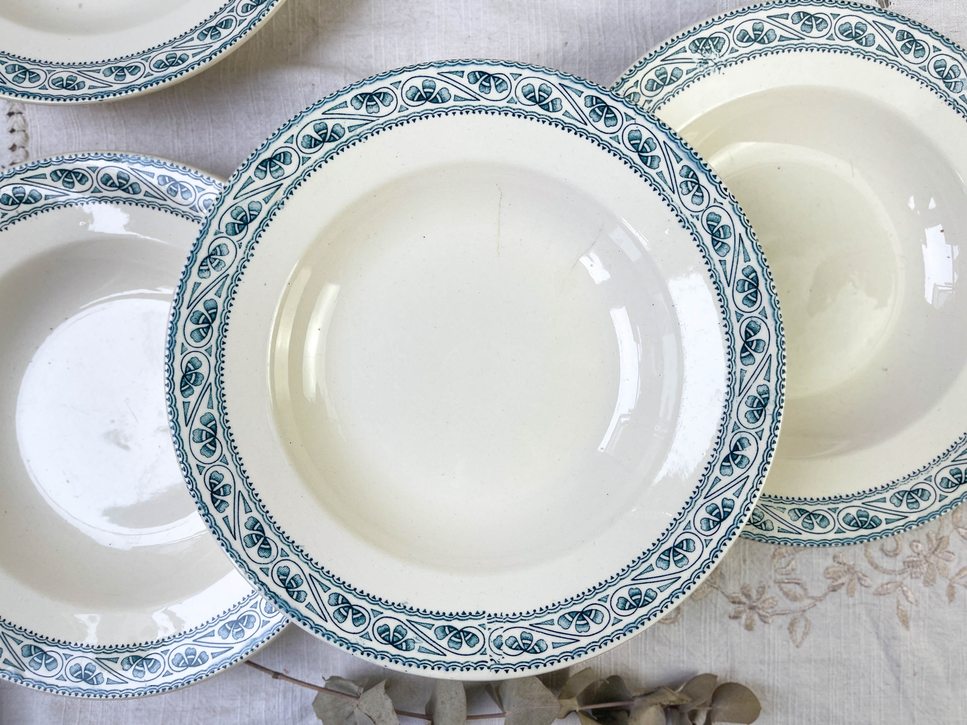 6 deep plates in Boulenger blue ironstone “Champigny”