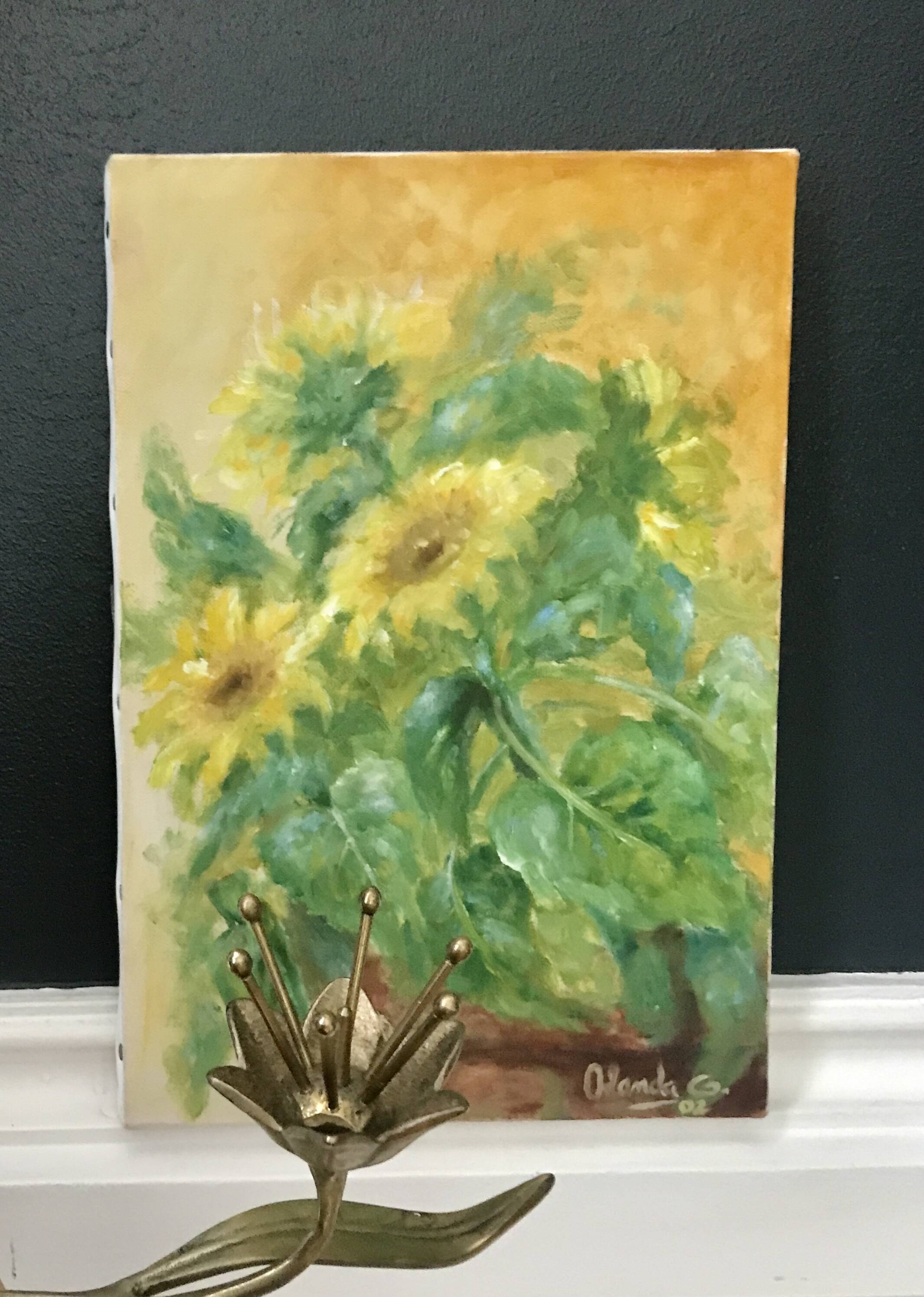 Acrylic on canvas "Sunflowers in pot"