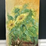 Acrylic on canvas "Sunflowers in pot"
