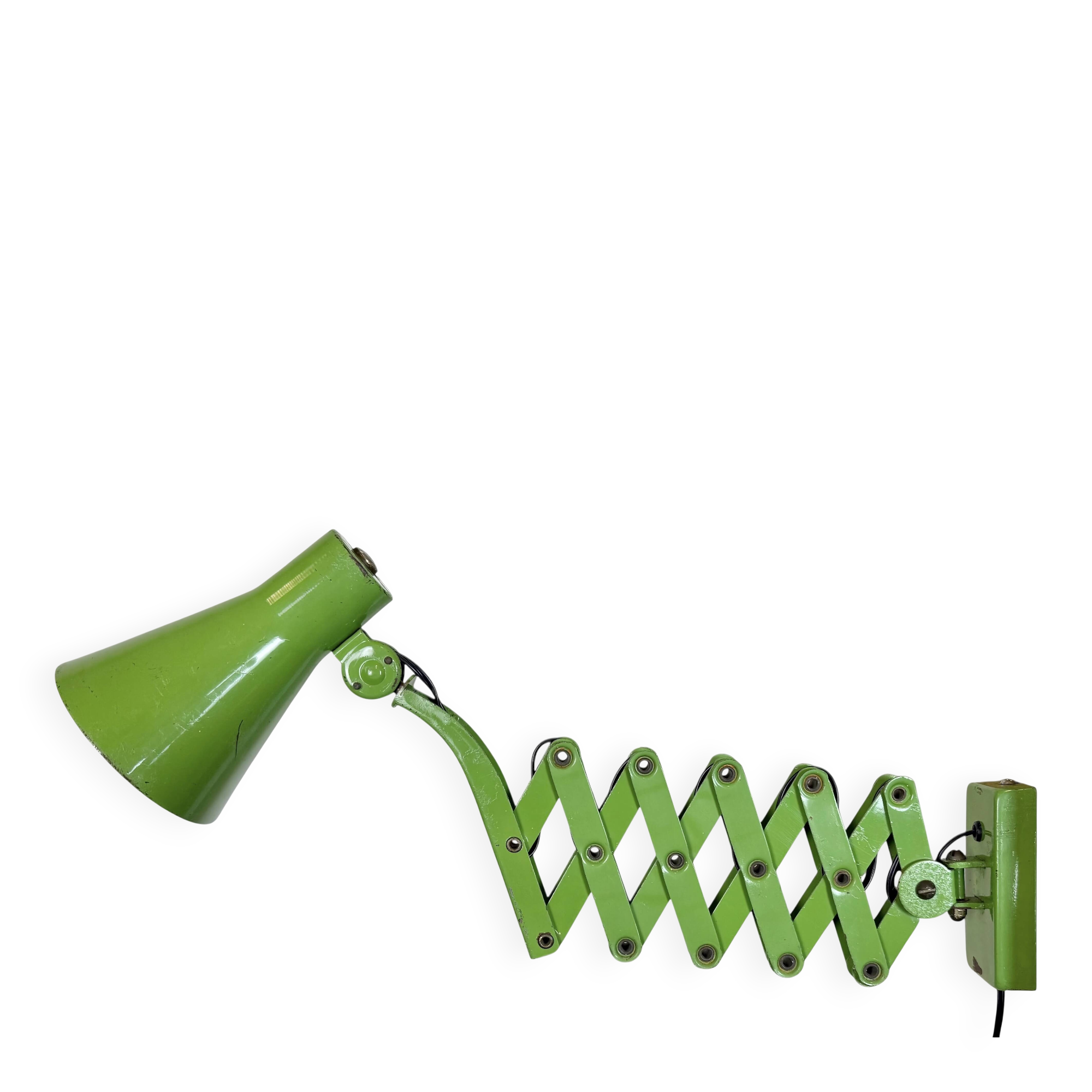 Green Industrial German Scissor Wall Lamp from Kaiser Leuchten, 1960s