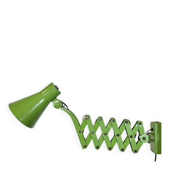 Green Industrial German Scissor Wall Lamp from Kaiser Leuchten, 1960s