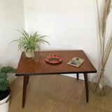Table basse vintage bois pieds compas