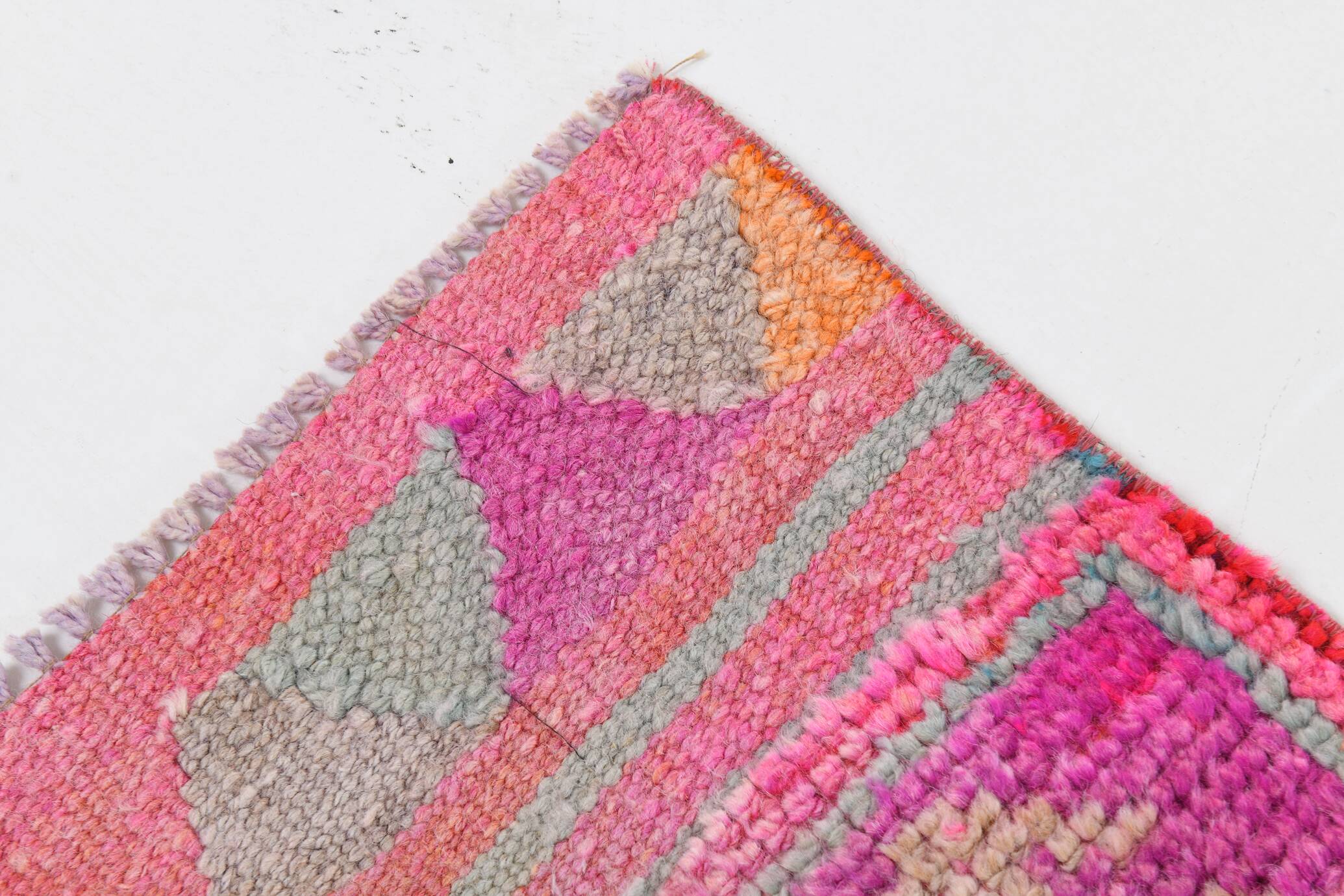 3x12 Fuchisa Pink Turkish Runner,Handmade Wool Vintage Runner Rug,90x359 Cm