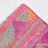 3x12 Fuchisa Pink Turkish Runner,Handmade Wool Vintage Runner Rug,90x359 Cm