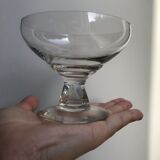 Set of 5 crystal champagne glasses faceted feet art deco 20-30s