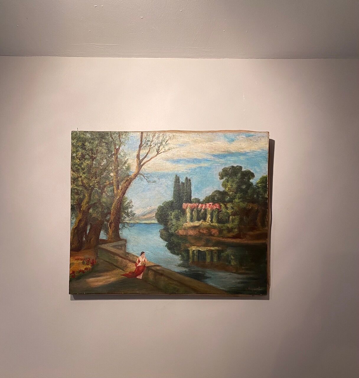 Old painting, landscape, signed, early XX century