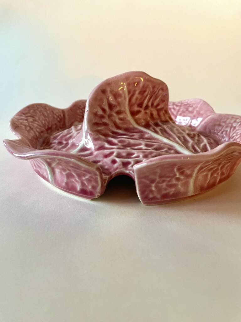 Secla soup tureen vintage pastel rose in Majolica – Cabbage model – 1970s