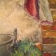 Peinture huile nature morte scène cuisine signé alphonsine bouquet 1951