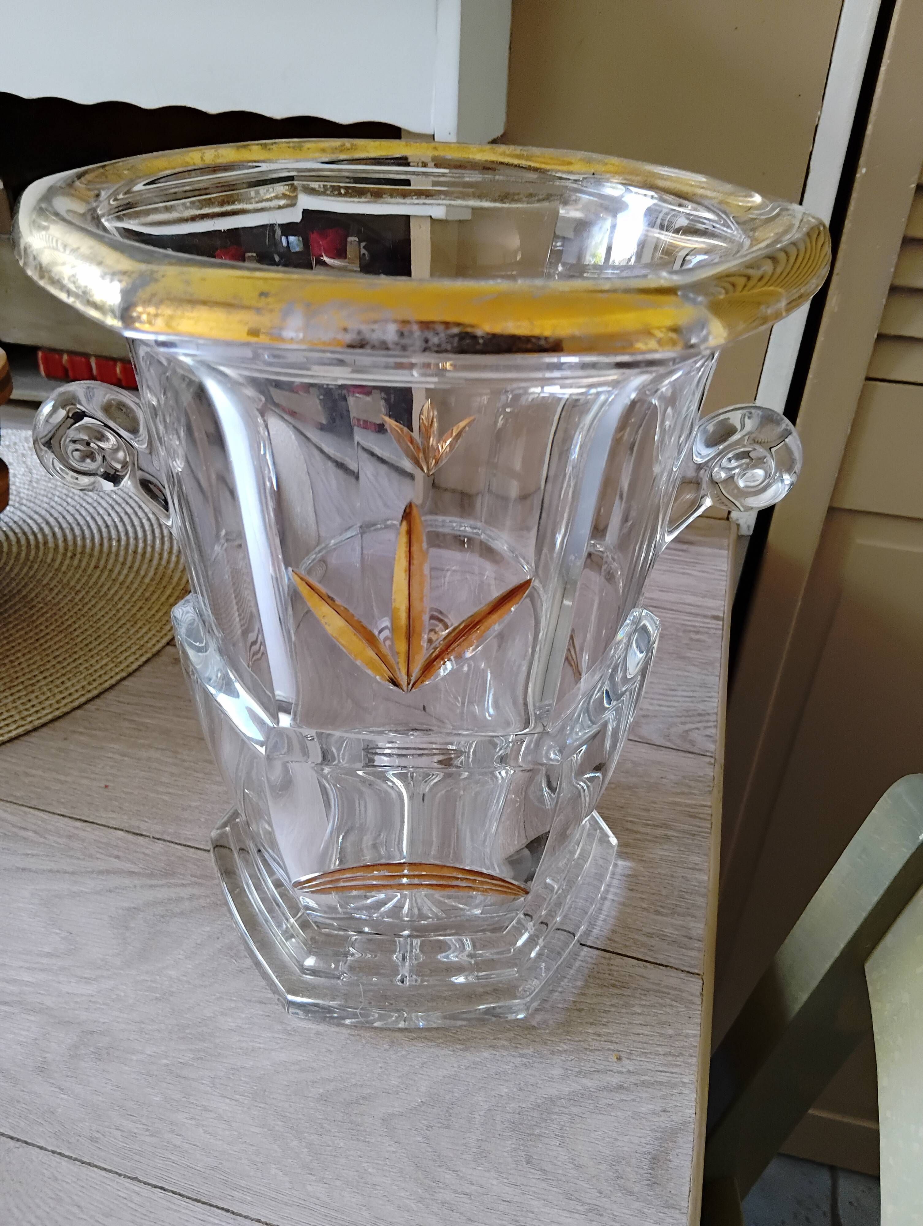 Handcrafted crystal champagne bucket from Lorraine