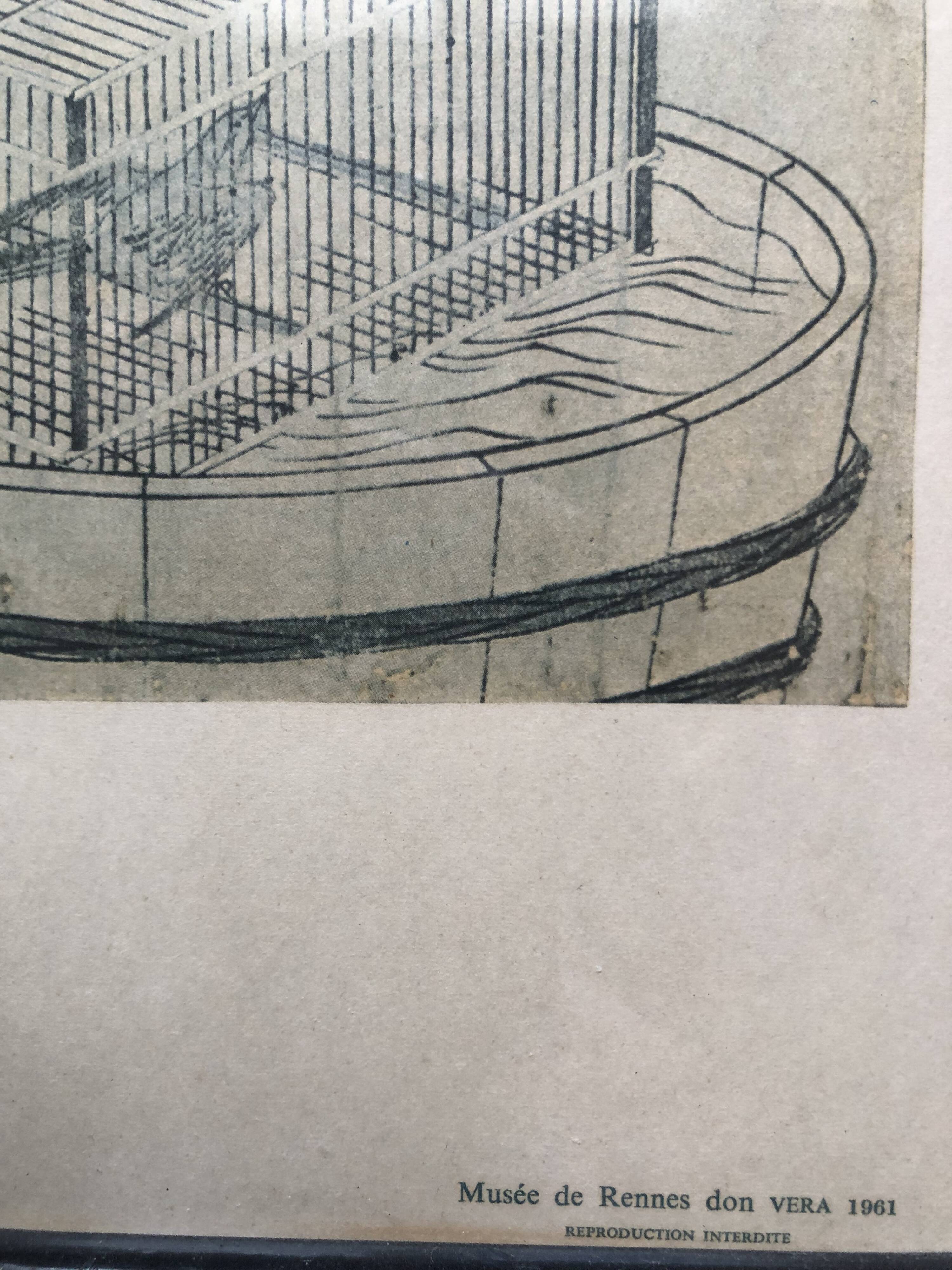 Japan print, woman near bird cage kitagawa utamaro copy 1961 rennes museum