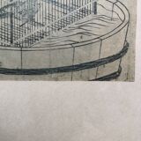 Japan print, woman near bird cage kitagawa utamaro copy 1961 rennes museum