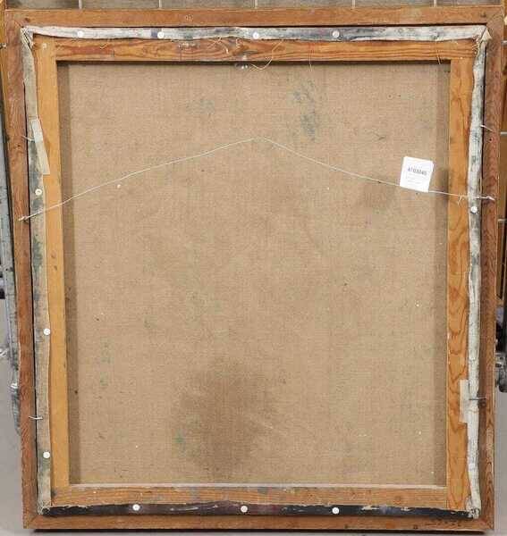 Original large mid-century Swedish oil on canvas – “Composition” by Sixten Lundbohm – vintage & framed – 77 × 70 cm (30.3" × 27.6")