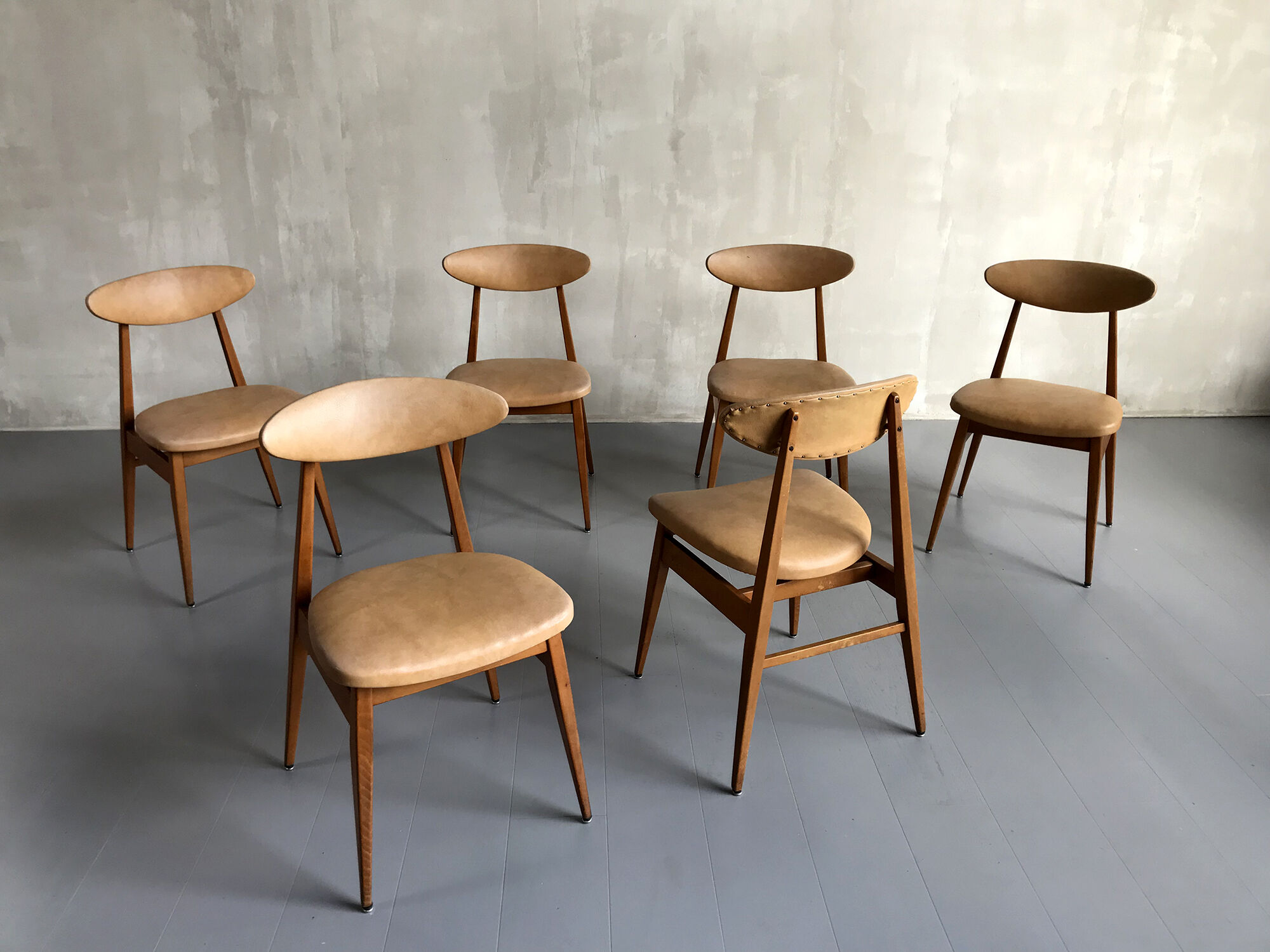 Series of 6 chairs, France 1960