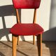 Old wood & vinyl red 60s vintage scandinavian chair