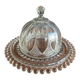 Vintage glass cheese dome with its plate, 1950s.