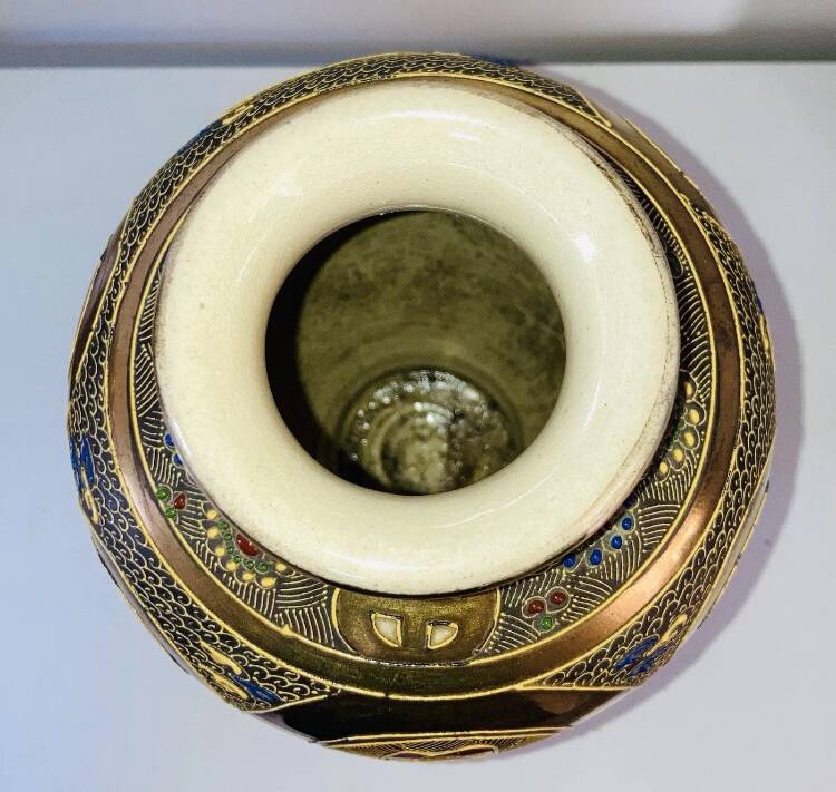 Baluster vases in polychrome earthenware, mid-20th century