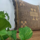 Coussin berbère en soie de cactus marron