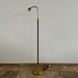 Danish Mid-Century Leather and Brass Adjustable Floor Lamp