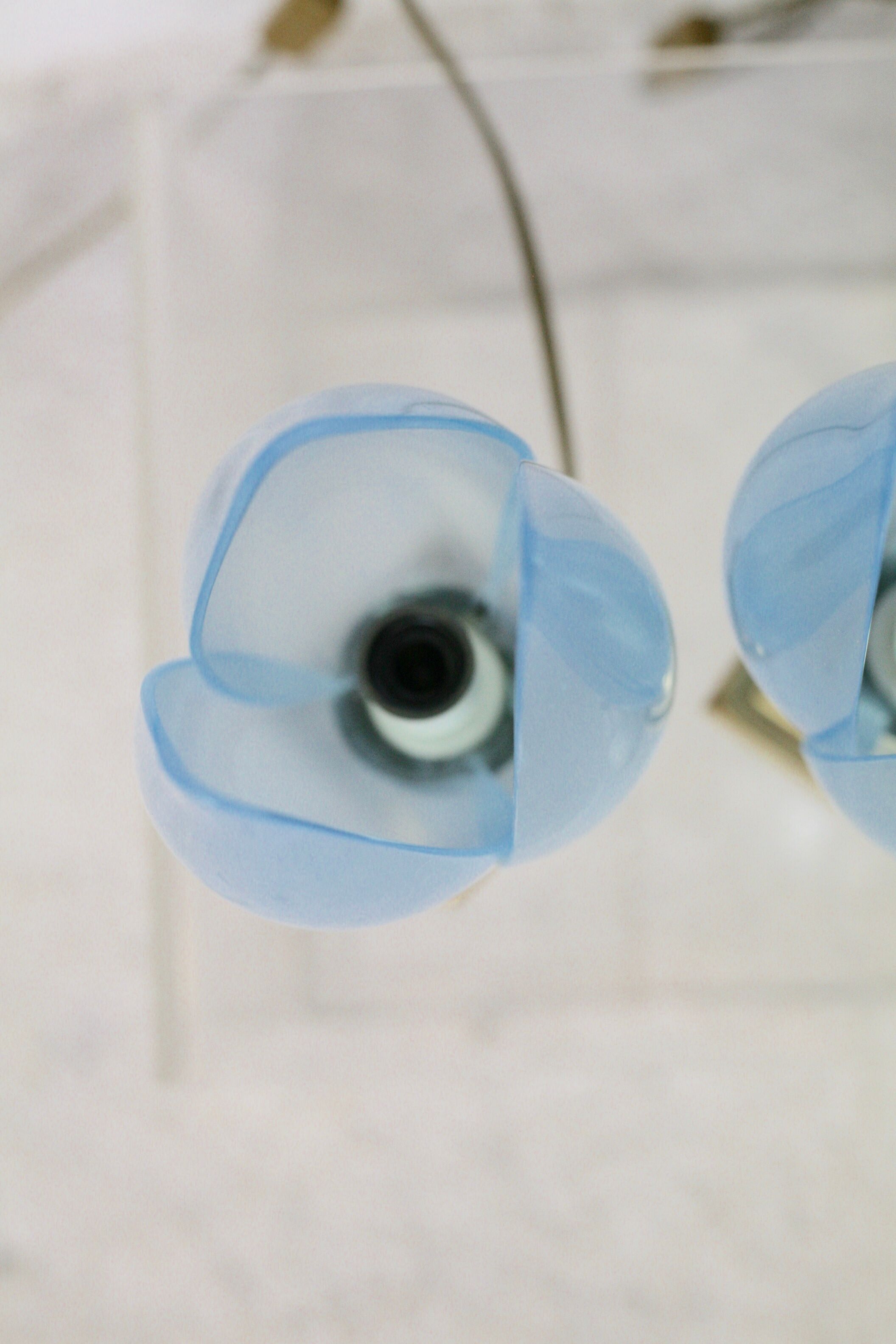 Pair of Blue Lamps edited by Rougier, France, circa 1970