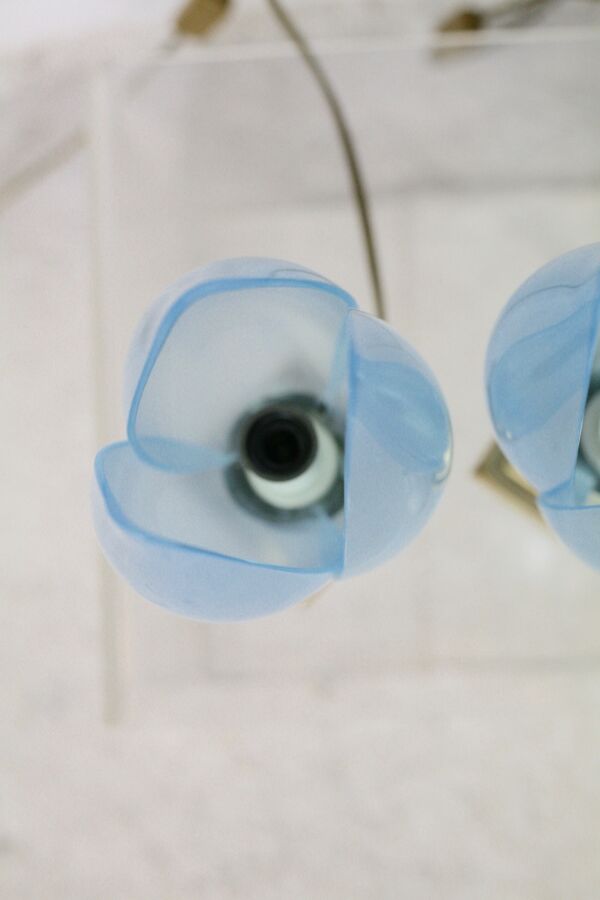 Paire de lampes bleues éditées par Rougier France circa 1970
