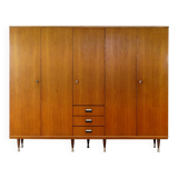 Vintage mid century modern Scandinavian 5-door wardrobe in teak, 1960s