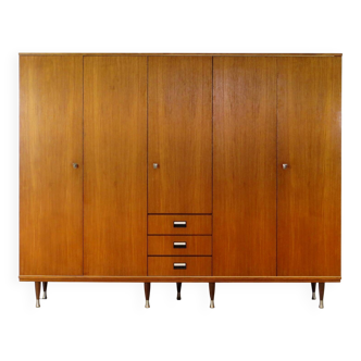 Armoire scandinave vintage à 5 portes en teck, années 1960