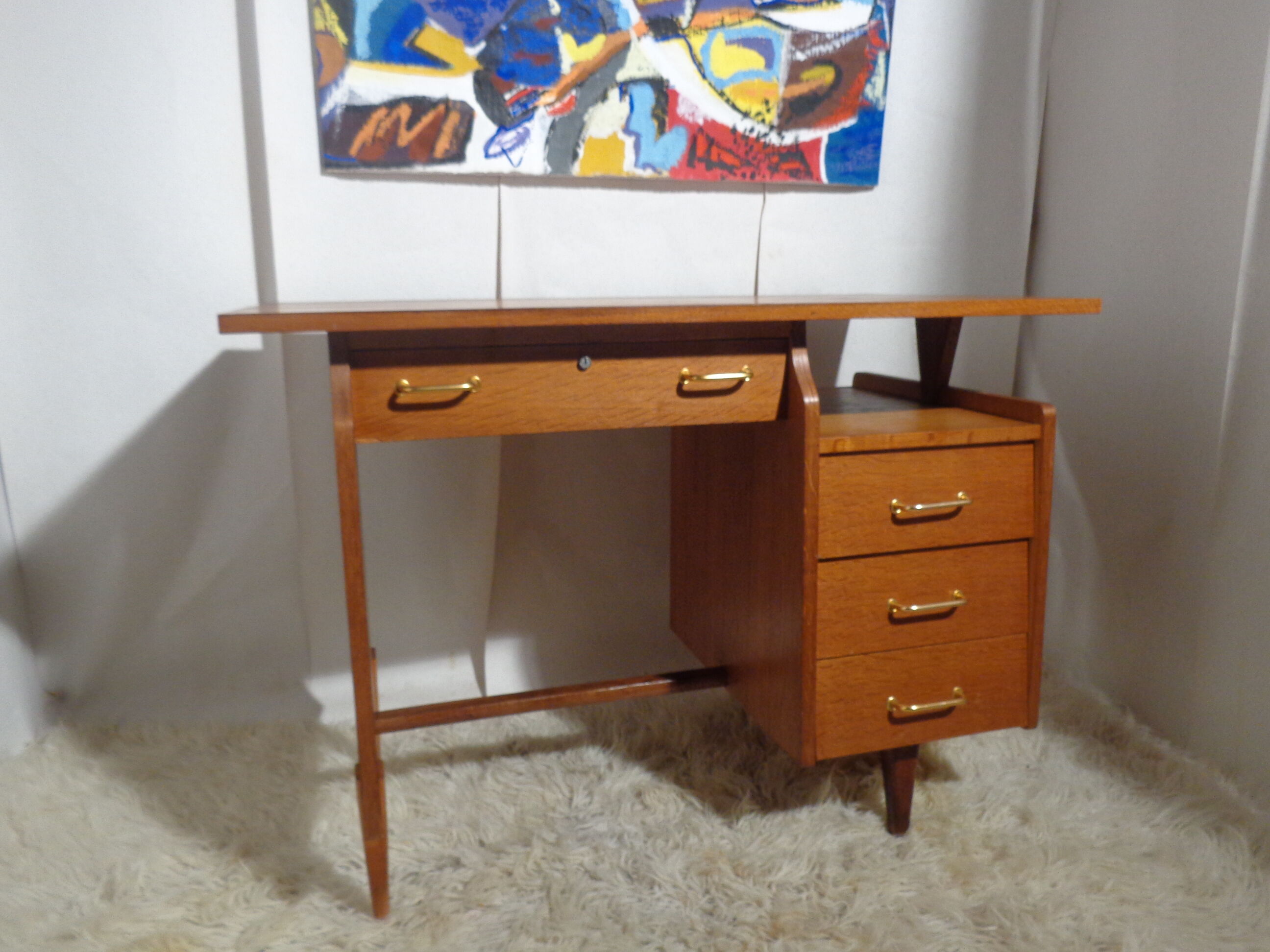 Vintage desk of the 1950s in light wood