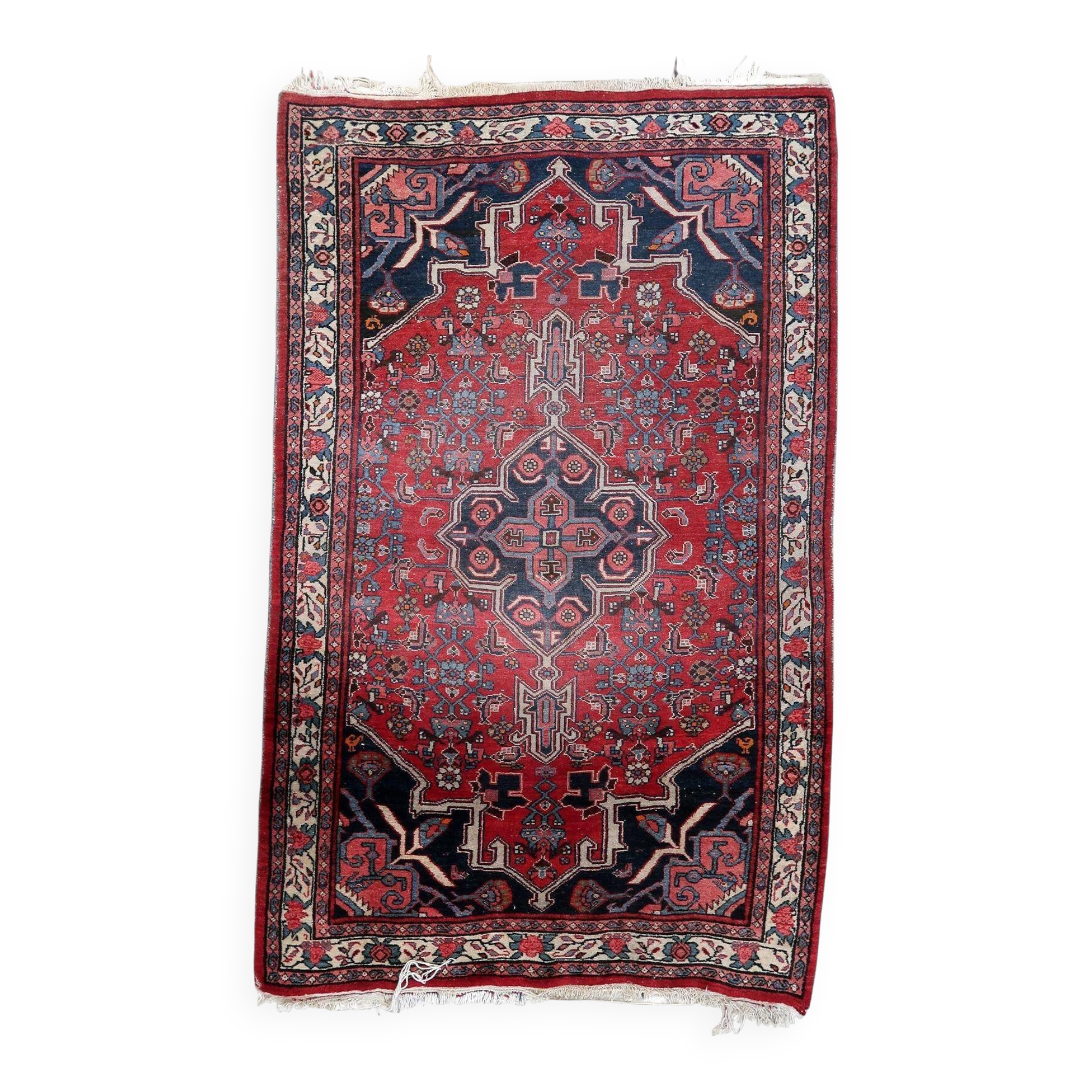 Handmade vintage Persian Bidjar rug 112cm x 176cm, 1960s