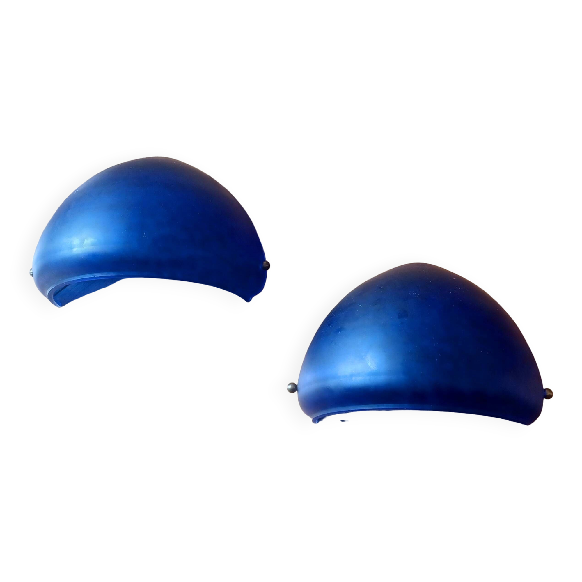 Sconces, signed, in satin blue glass paste from the 1930s