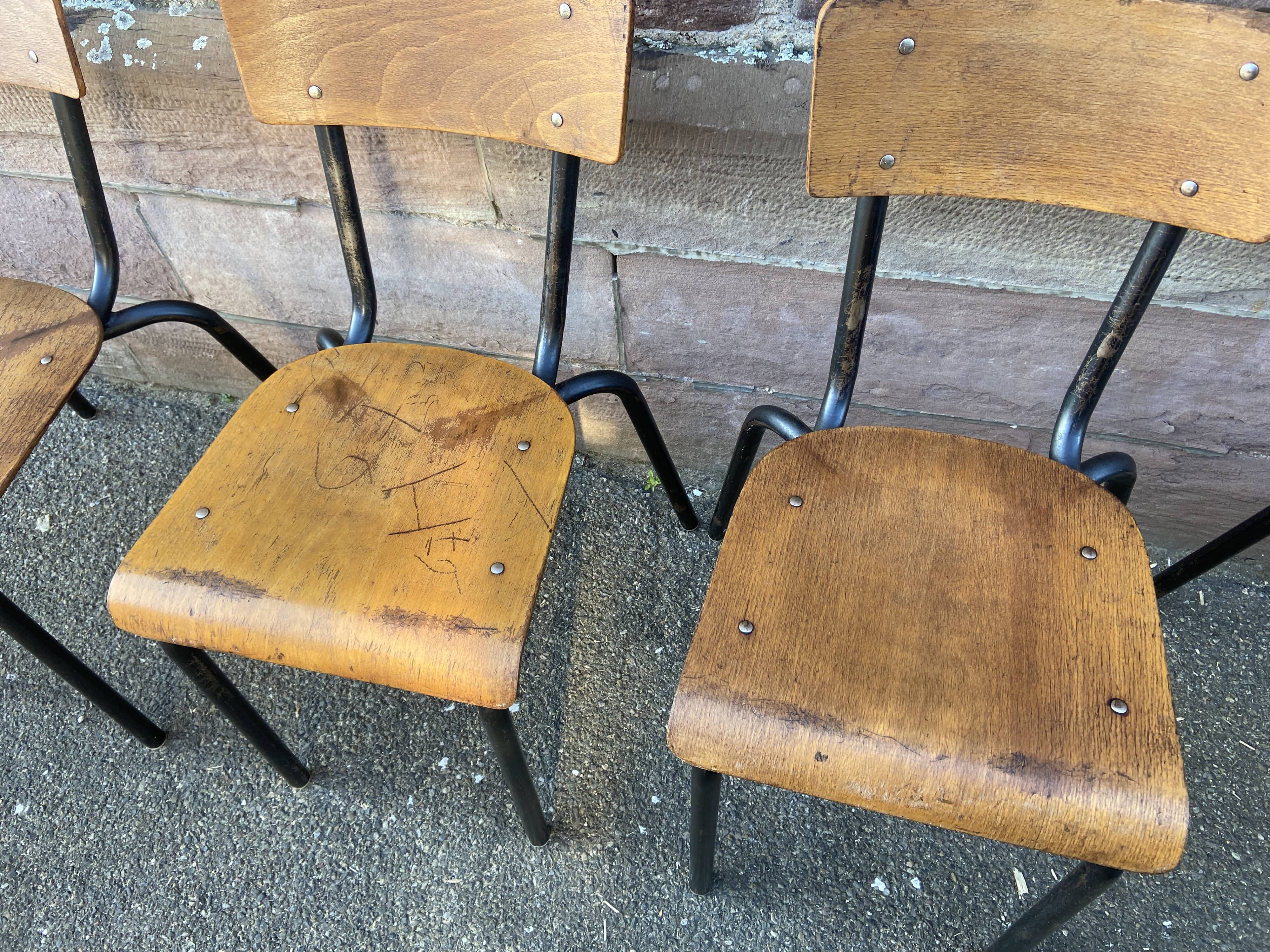 4 vintage 60s school chairs