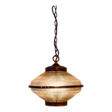 Suspension « Ellipse » en verre et laiton patiné.