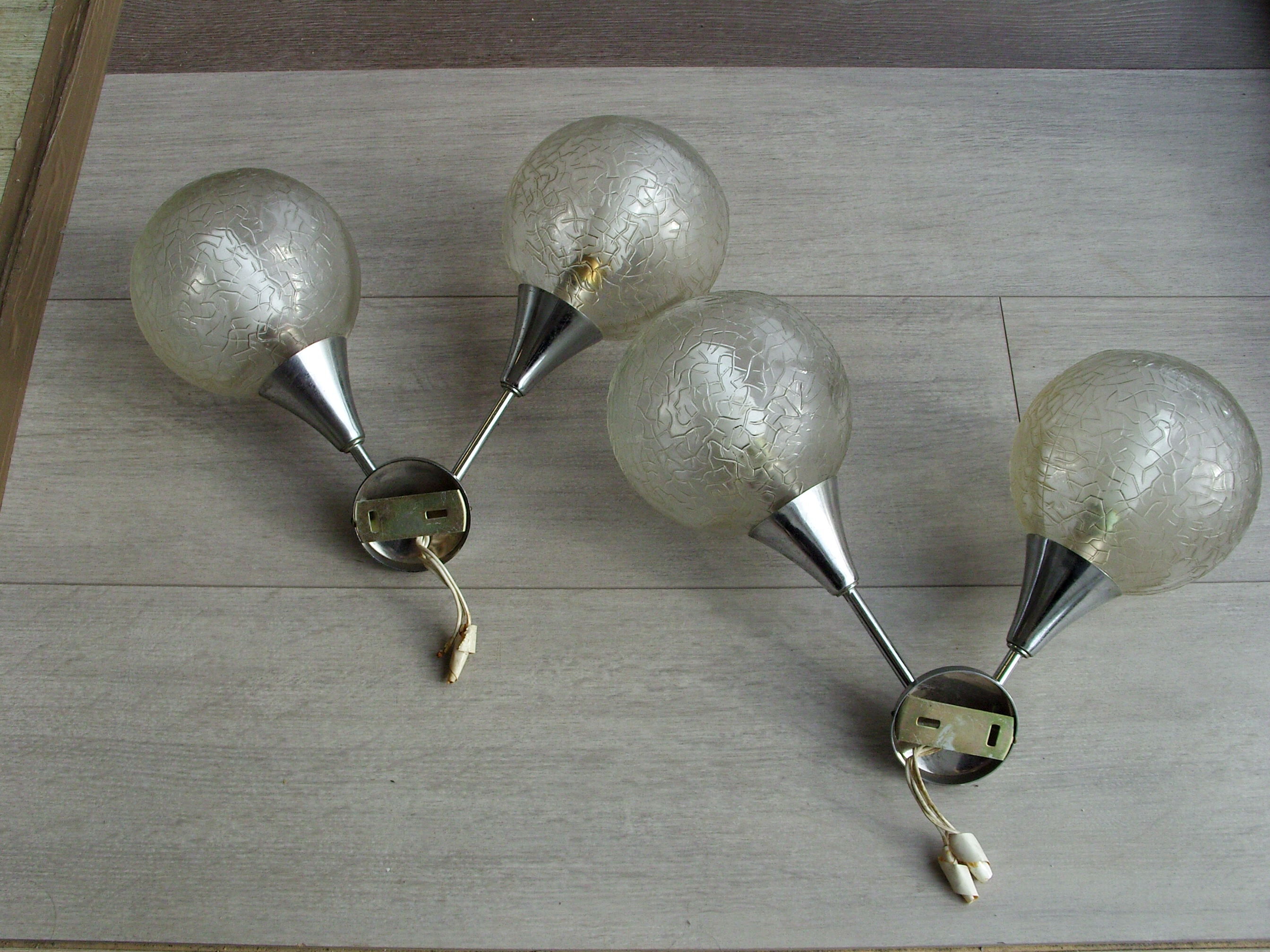 Pair of wall glass ball lamps